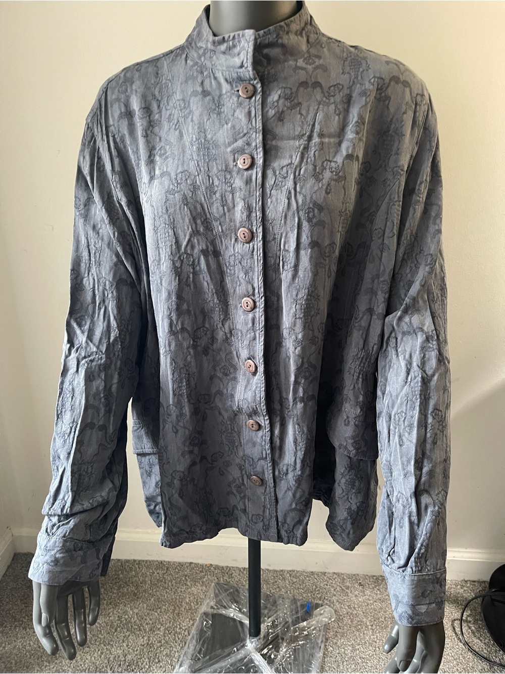 Tianello TENCEL™ "Anorak" Jacket Slate Gray Textured Button-Up Jacket